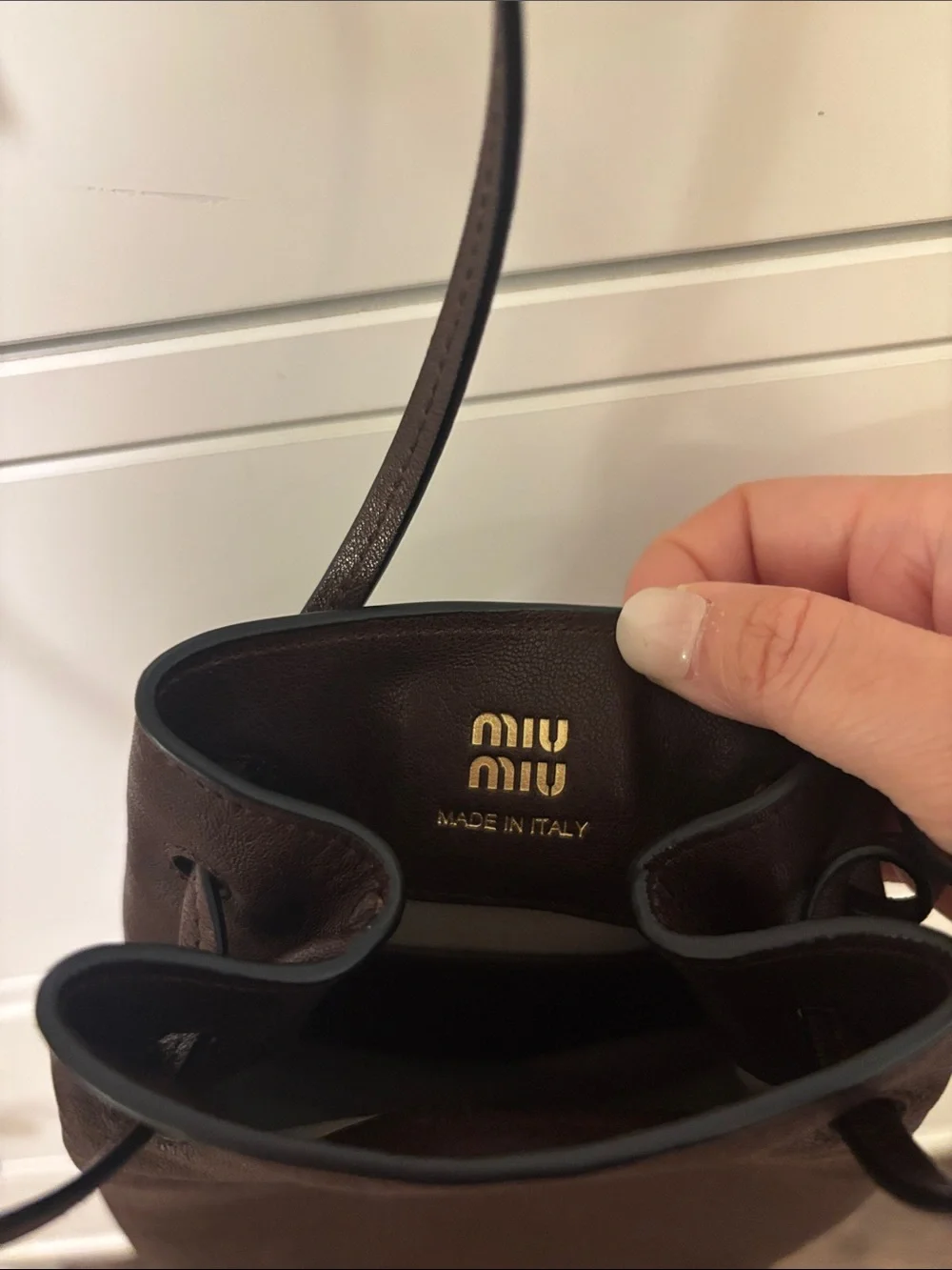 Miu Miu Napa Leather Mini Bag in Dark Brown - Picture 7 of 11